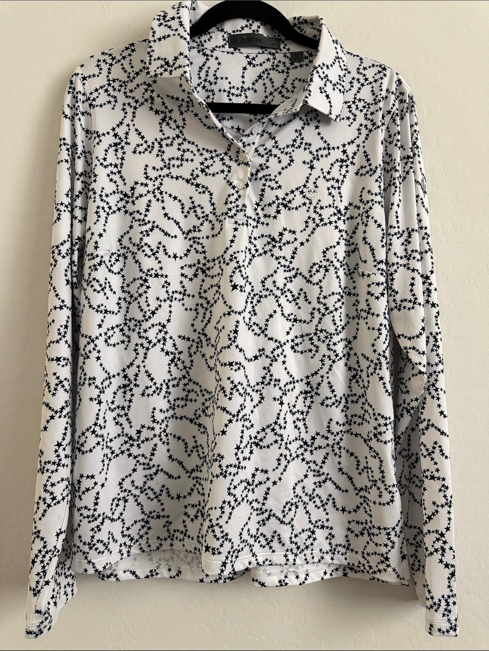 G/FORE Womens Star Dust Tech Jersey Long Sleeve Golf Polo Sz XL - Picture 2 of 5